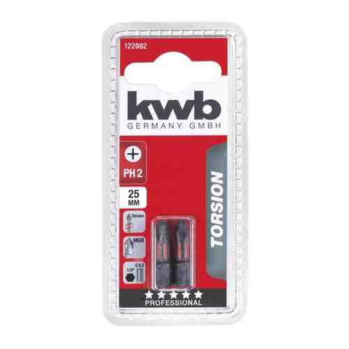 Бита KWB PH2 25мм torsion 2шт арт. 1001239373