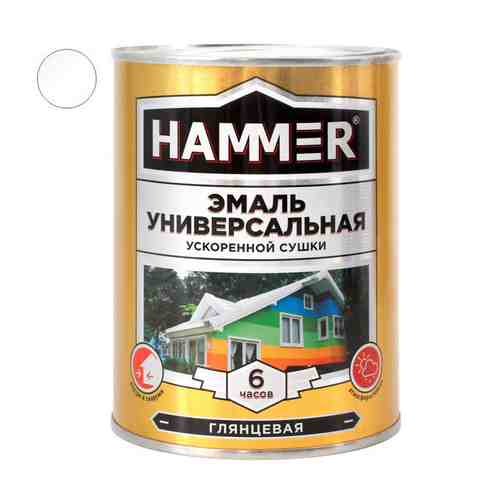 Эмаль алкидная HAMMER ускоренной сушки 0,9кг белая, арт.ЭК000135030 арт. 1001341457