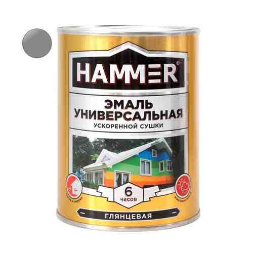 Эмаль алкидная HAMMER ускоренной сушки 0,9кг серая, арт.ЭК000135032 арт. 1001341461