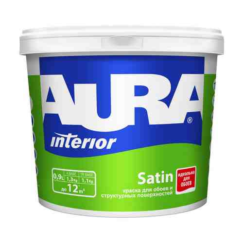 Краска в/д AURA SATIN 0,9л белая глубокоматовая для обоев, арт.4607003915155 арт. 1000977687