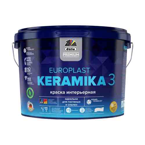 Краска в/д DUFA Premium EuroPlast Keramika 3 база 1 для стен и потолков 9л белая, арт.МП00-006960 арт. 1001340192