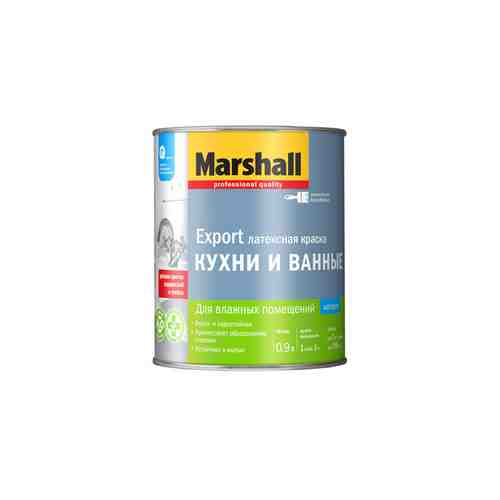 Краска в/д Marshall для кухни и ванной BW 0,9л белая матовая, арт.5248866 арт. 1001122159