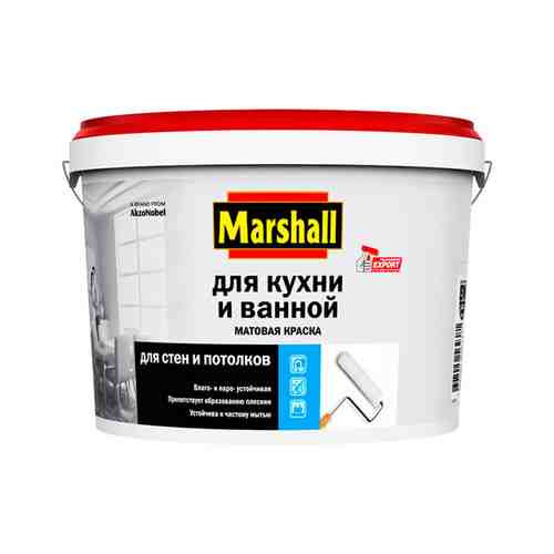 Краска в/д Marshall для кухни и ванной BW 2,5 л матовая, арт.Marshall WO 2,5л арт. 1000749549