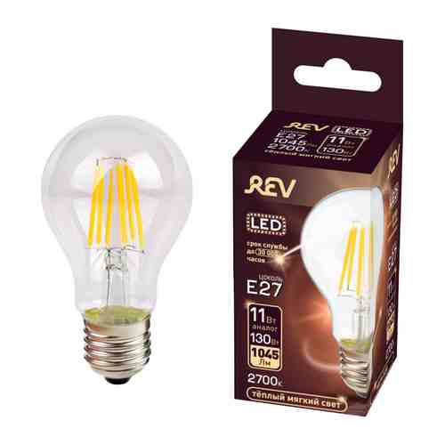 Лампа светодиодная REV FILAMENT 11Вт E27 2700K 1025Лм груша арт. 1001292777