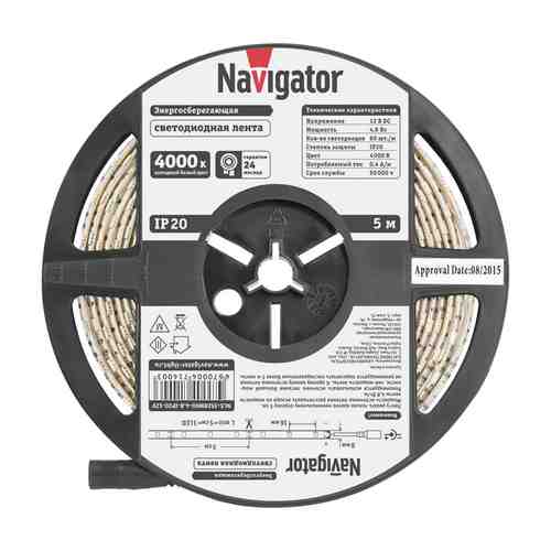 Лента светодиодная Navigator 4,8Вт IP20 12В 4000К 5м арт. 1001306422