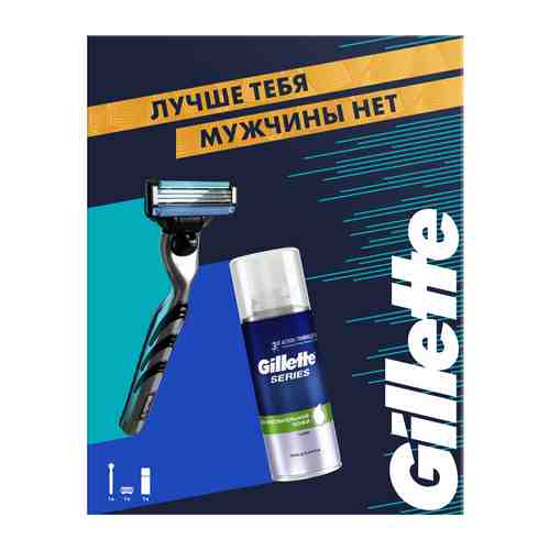 Набор GILLETTE Mach3: станок с 1 кассетой, пена для бритья Series для чувств.кожи 100мл арт. 1001417336