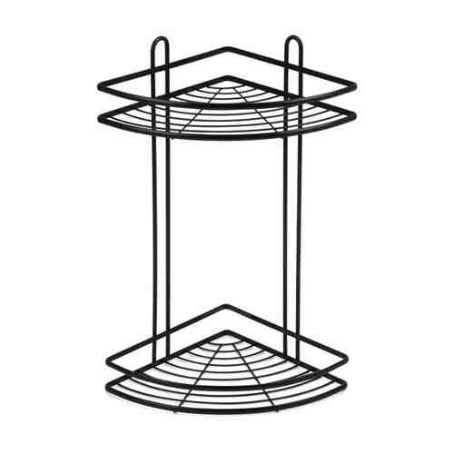 Полка угловая для ванной Clio 2-х уровневая 20х20х40см черная арт. 1001380833