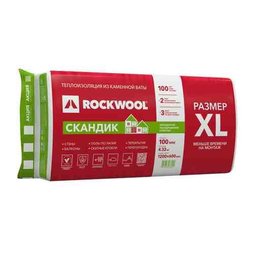 Теплоизоляция ROCKWOOL Лайт Баттс Скандик 1200х600х100мм арт. 1001092174