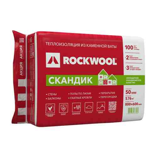 Теплоизоляция ROCKWOOL Лайт Баттс Скандик 800х600х50мм арт. 1000947409